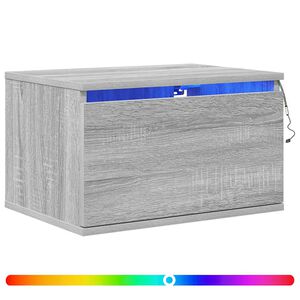 vidaXL Mesita de noche de pared con luces LED gris Sonoma