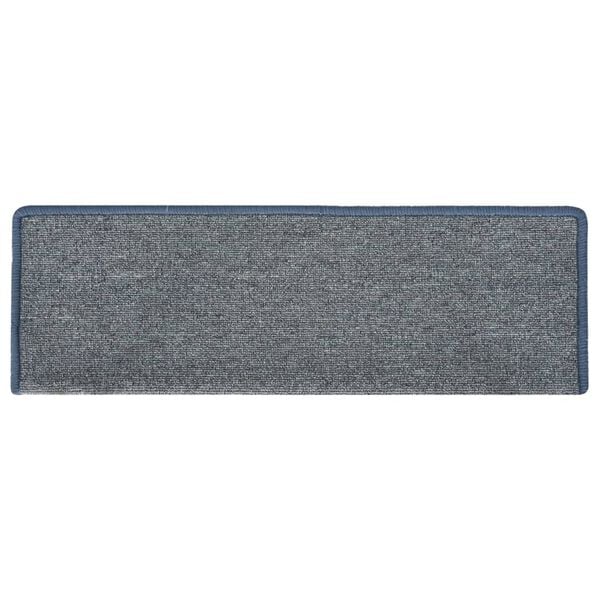 vidaXL Alfombrillas para escaleras 15 unidades 65x21x4 cm Gris claro y azul Borde rectangular