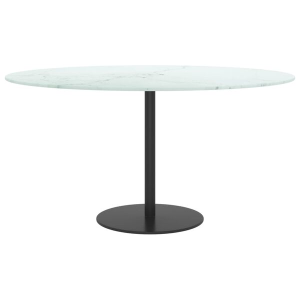 vidaXL Tablero de mesa diseño mármol vidrio templado blanco Ø80x1 cm