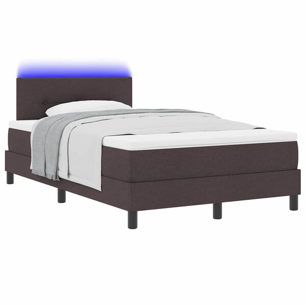 vidaXL Cama tipo Box Spring con LED Marr&oacute;n Oscuro 120 x 200 cm tela