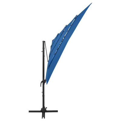 vidaXL Sombrilla de 4 niveles con poste de aluminio azul 250x250 cm