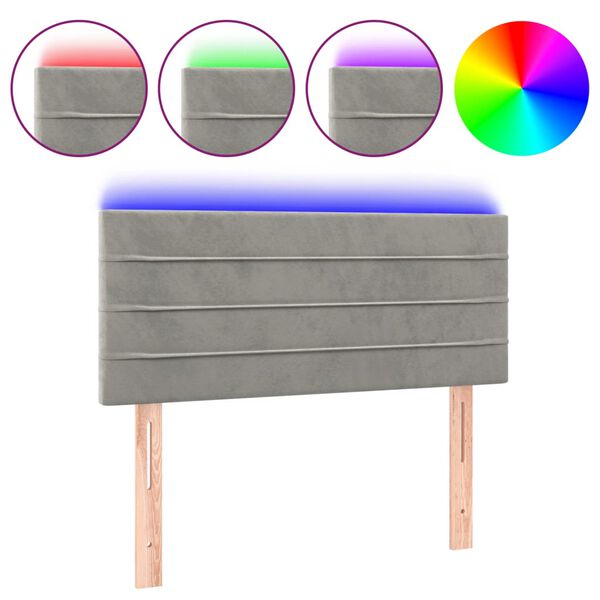 vidaXL Cabecero con LED de terciopelo gris claro 100x5x78/88 cm