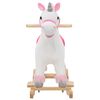 vidaXL Unicornio balanc&iacute;n de peluche blanco y rosa 65x32x58 cm