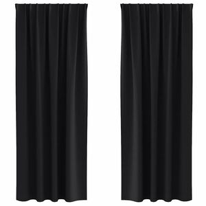 vidaXL Cortinas Opacas con Anillas 2 uds. Negro 225 x 140 cm Poli&eacute;ster