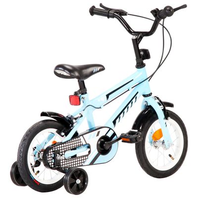 vidaXL Bicicleta infantil 12 pulgadas negro y azul