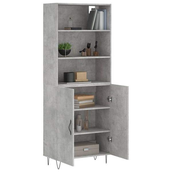 vidaXL Aparador alto madera contrachapada gris hormig&oacute;n 69,5x34x180 cm