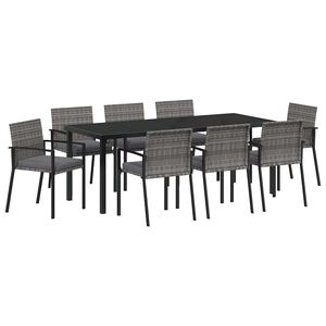vidaXL Conjunto de Comedor de Jard&iacute;n 9 pcs Gris