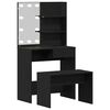 vidaXL Juego de mesa de tocador LED con caj&oacute;n 2 pcs Roble Negro