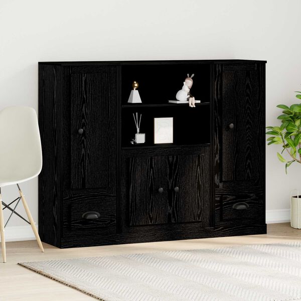 vidaXL Highboard con cajón Roble Negro 132 x 35.5 x 103.5 cm
