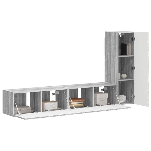 vidaXL Conjunto de mueble de TV 3 pcs Gris Sonoma Madera de ingenier&iacute;a