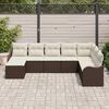 vidaXL Conjunto de sof&aacute; de jard&iacute;n 8 pcs Marr&oacute;n y blanco Polirat&aacute;n