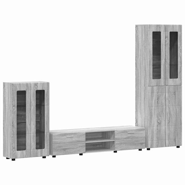 vidaXL Conjunto de mueble de TV Gris Sonoma Madera de ingenier&iacute;a
