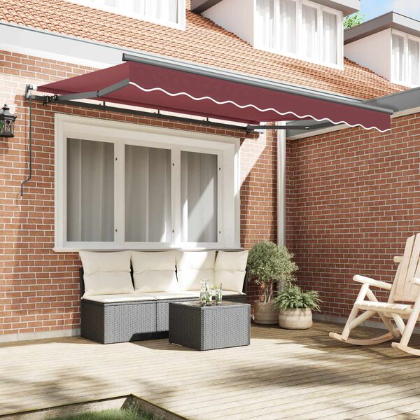 vidaXL Toldo Retr&aacute;ctil Manual Burdeos 300 x 200 cm tela