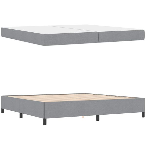 vidaXL Cama tipo Box Spring con colch&oacute;n Gris Claro 200 x 200 cm tela