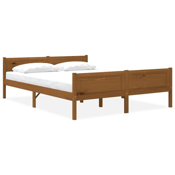vidaXL Estructura cama sin colch&oacute;n madera pino marr&oacute;n miel 140x200 cm