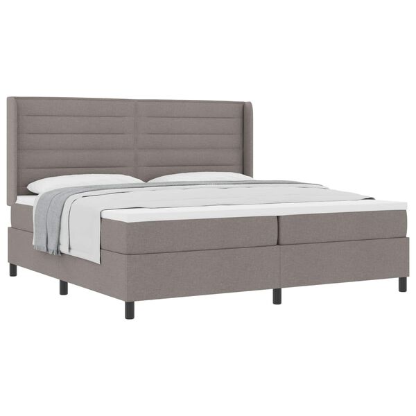 vidaXL Cama tipo Box Spring con colch&oacute;n Taup&eacute; 200 x 200 cm tela