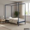 vidaXL Cama con dosel sin colchón madera maciza gris 90x200 cm