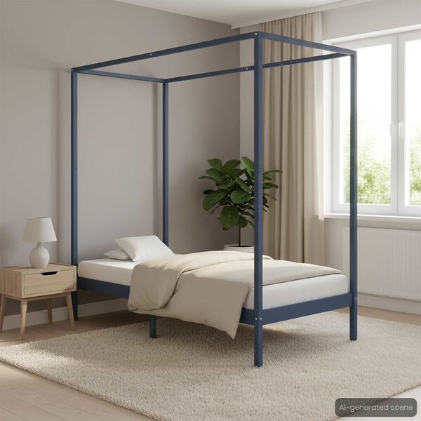 vidaXL Cama con dosel sin colchón madera maciza gris 90x200 cm