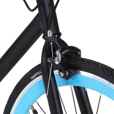 vidaXL Bicicleta de piñón fijo negro y azul 700c 51 cm
