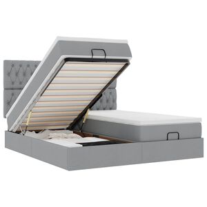 vidaXL Estructura de cama otomana colchones tela gris claro 200x200cm