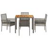 vidaXL Conjunto de Comedor de Jard&iacute;n 5 pcs Gris rat&aacute;n sint&eacute;tico