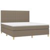 vidaXL Cama box spring colch&oacute;n y luces LED tela gris taupe 180x200 cm