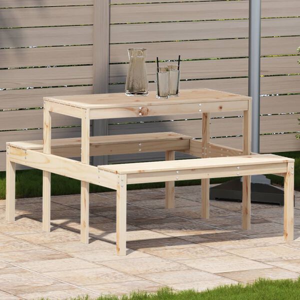 vidaXL Mesa de picnic madera maciza de pino 110x134x75 cm