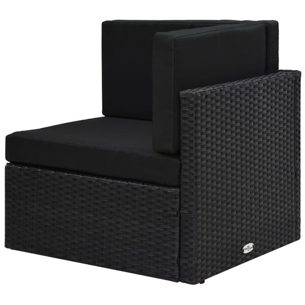 vidaXL Sofá seccional de esquina de ratán sintético negro