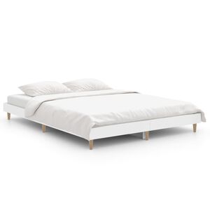 vidaXL Estructura de cama madera de ingenier&iacute;a blanca 135x190 cm