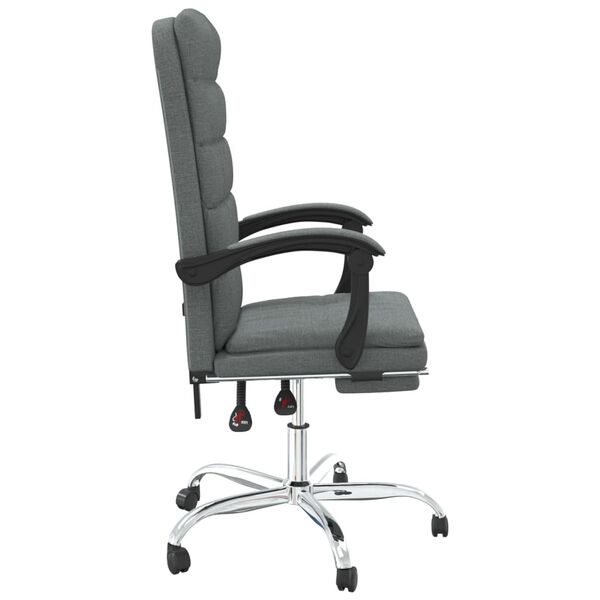 vidaXL Silla de oficina reclinable de tela gris oscuro