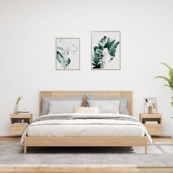 vidaXL Muebles de TV de pared luces LED 2 uds roble Sonoma 40x30x40 cm