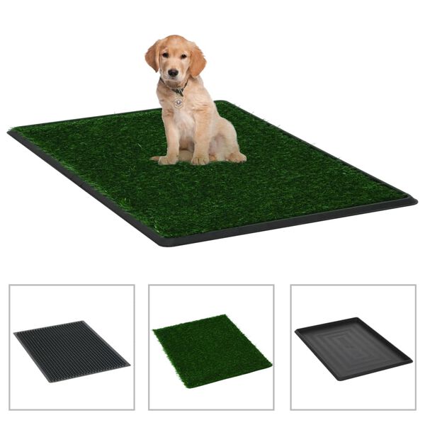 vidaXL Inodoro mascotas con bandeja césped artificial verde 76x51x3 cm