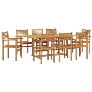 vidaXL Conjunto de Comedor de Jard&iacute;n 9 pcs Marr&oacute;n