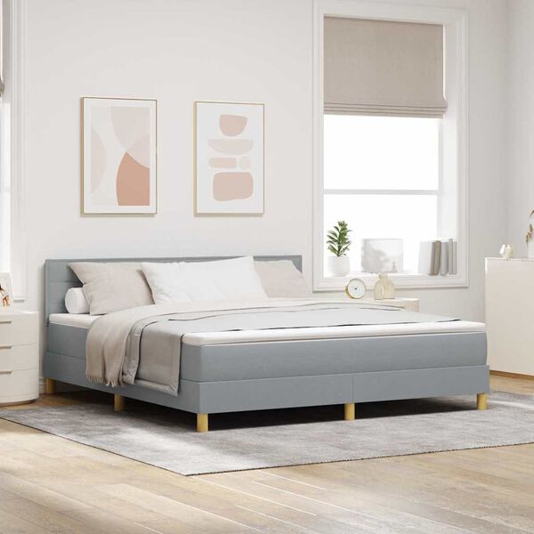 vidaXL Cama Box Spring LED con coj&iacute;n Gris Claro 180 x 200 cm tela