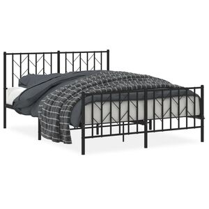 vidaXL Estructura cama sin colch&oacute;n con estribo metal negro 135x190 cm