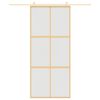 vidaXL Puerta corredera dorada vidrio ESG esmerilado aluminio 90x205cm