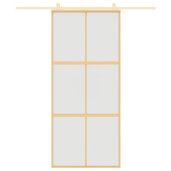 vidaXL Puerta corredera dorada vidrio ESG esmerilado aluminio 90x205cm