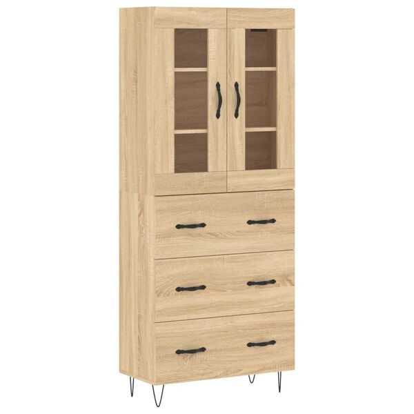 vidaXL Aparador alto madera contrachapada color roble 69,5x34x180 cm