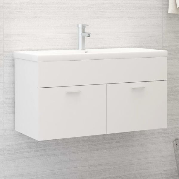 vidaXL Mueble con lavabo madera de ingenier&iacute;a blanco