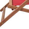 vidaXL Silla de playa plegable de tela y estructura de madera roja