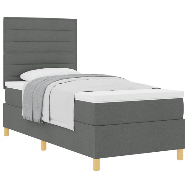 vidaXL Cama tipo Box Spring con colch&oacute;n Gris oscuro 100 x 200 cm tela