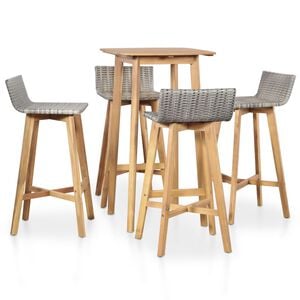 vidaXL Set de comedor de jard&iacute;n 5 piezas madera maciza de acacia