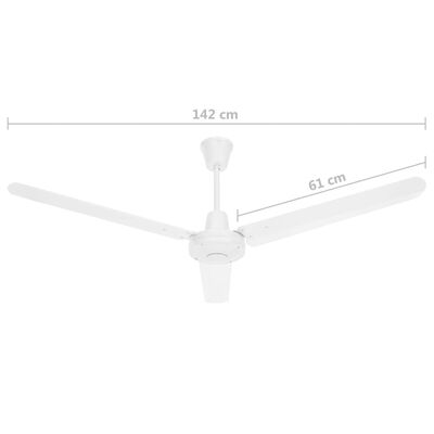 vidaXL Ventilador de techo blanco 142 cm