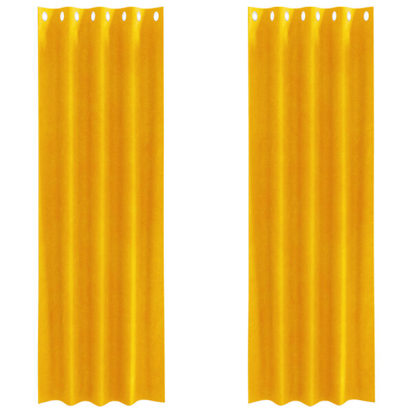 vidaXL Cortinas opacas 2 pcs Amarillo Mostaza 140 x 245 cm Terciopelo