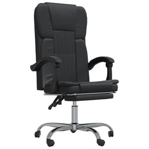 vidaXL Silla de oficina reclinable cuero sint&eacute;tico negro