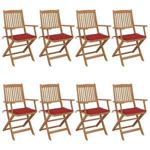 vidaXL Sillas de jard&iacute;n plegables 8 uds madera maciza acacia y cojines