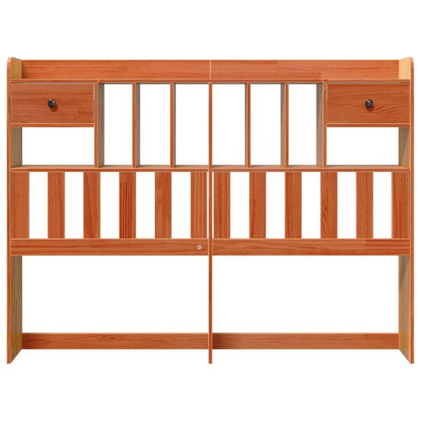 vidaXL Cabecero de cama almacenaje madera maciza pino marr&oacute;n 160 cm