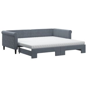 vidaXL Sof&aacute; cama nido con colch&oacute;n terciopelo gris oscuro 100x200 cm