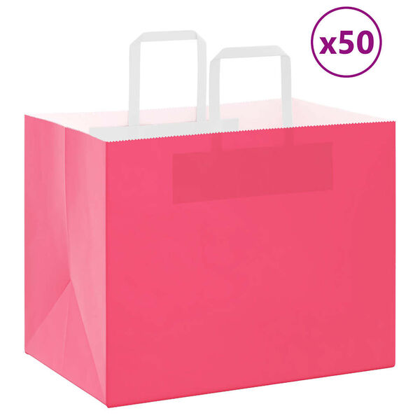 vidaXL Bolsas de papel con asas 50 uds rosa 32x22x24 cm