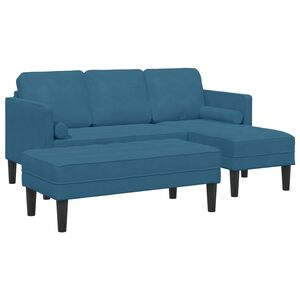 vidaXL Juego de Sof&aacute; 2 uds. Azul Poli&eacute;ster